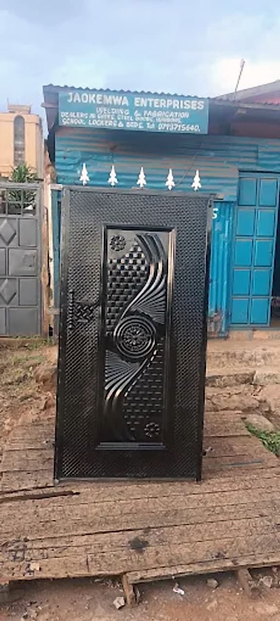 Black Door with Swirl Relief