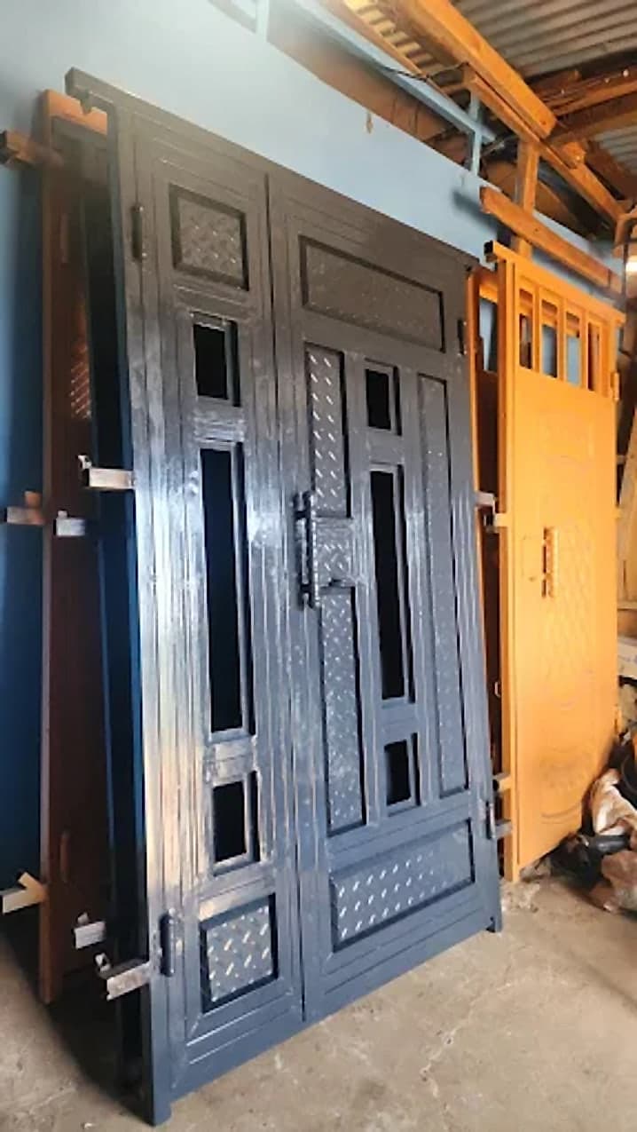 Charcoal Double Door with Glazed Panes