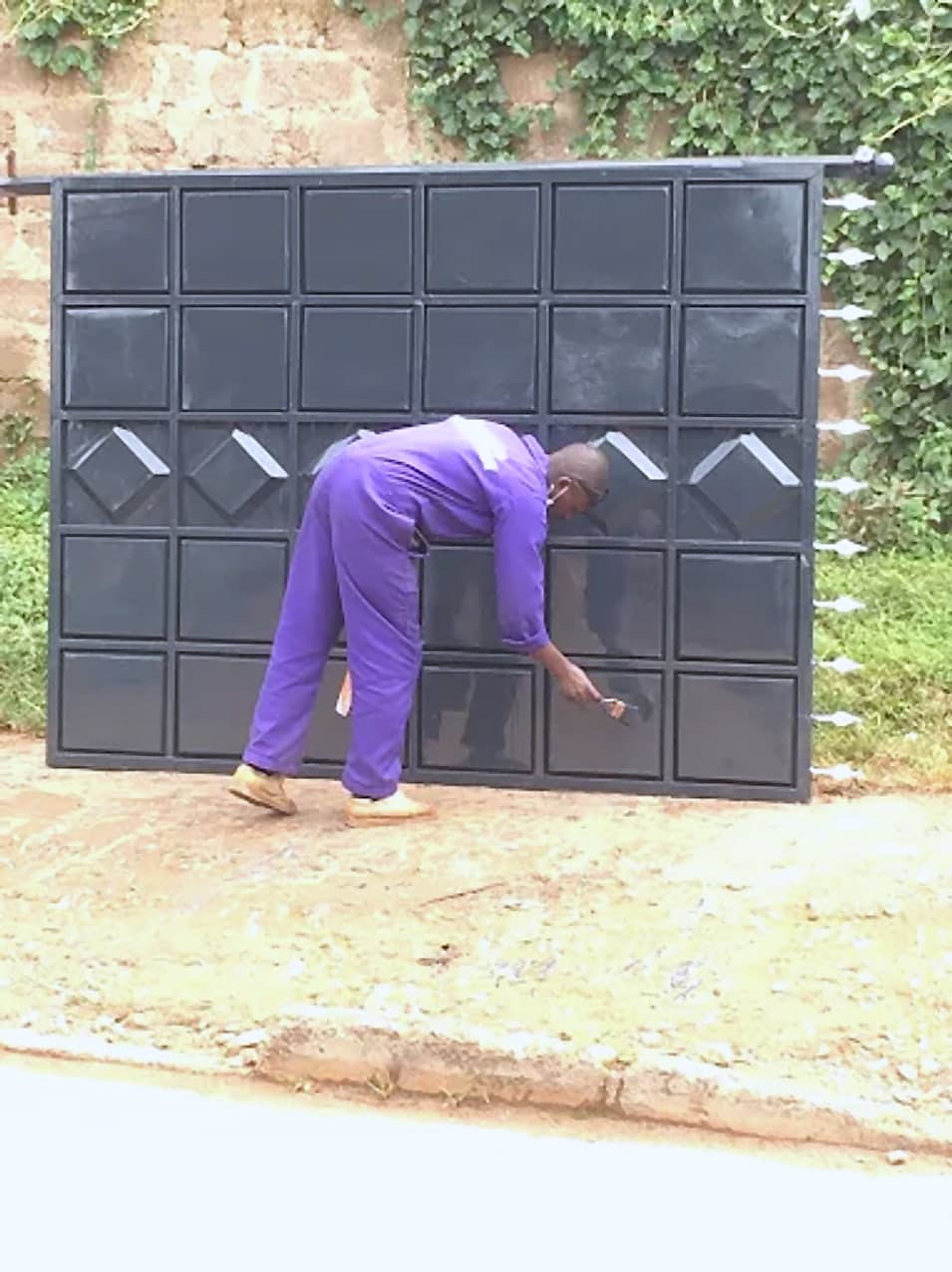 Large Black Panel Sliding Gate
